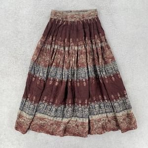 Starfire Women Skirt Size 6 Multicolor Geometric Pull On Maxi Rayon Southwestern